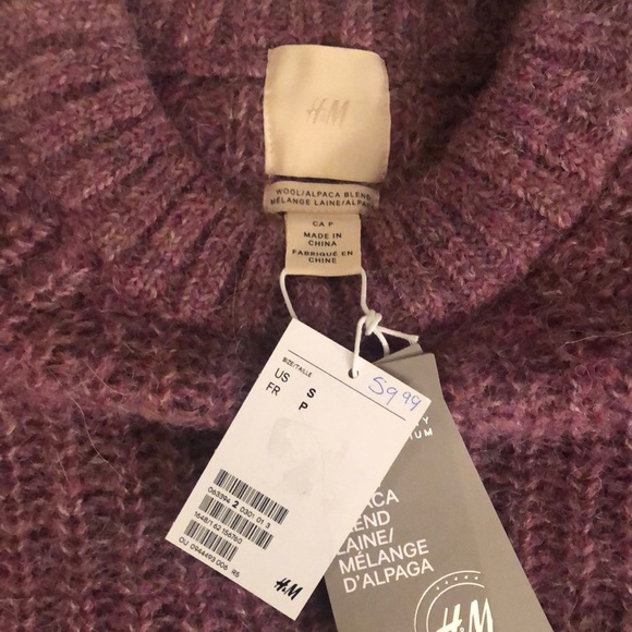 NWT wool-blend, cropped, plum, full-sleeve sweater, chunky rib sweater from H&M - Picture 5 of 12